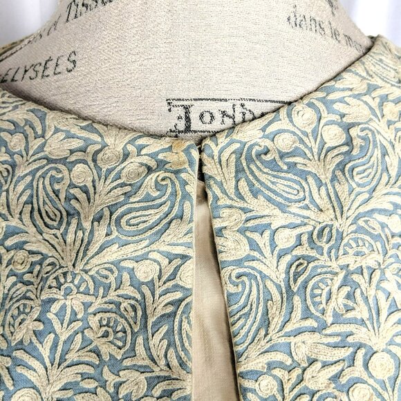 Vintage Gibson Bayh Embroidered Bolero 2 X Small Blue Cream - Picture 4 of 13